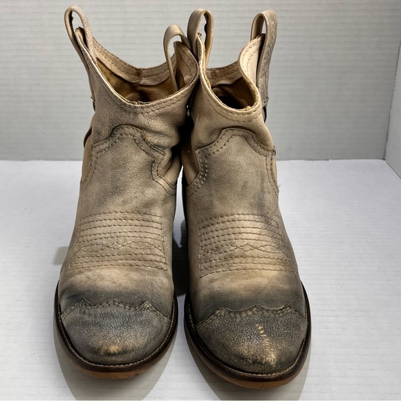 Diesel Booties Womens Leather Western Stacked Heel Distressed Boho - Picture 3 of 16